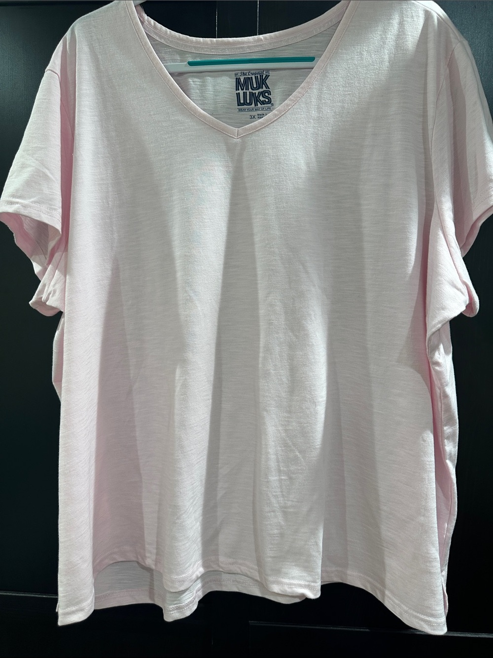 Muk Luks Pink V-Neck Short Sleeve Tee